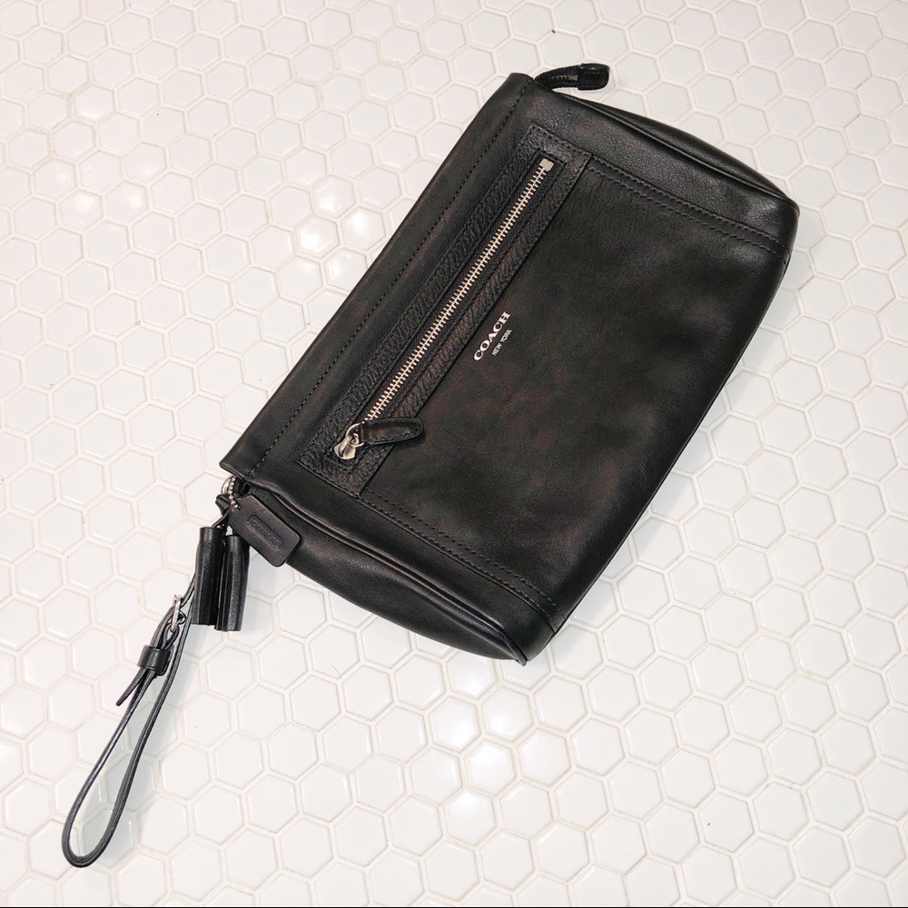 Coach Legacy leather large black wristlet/clutch
